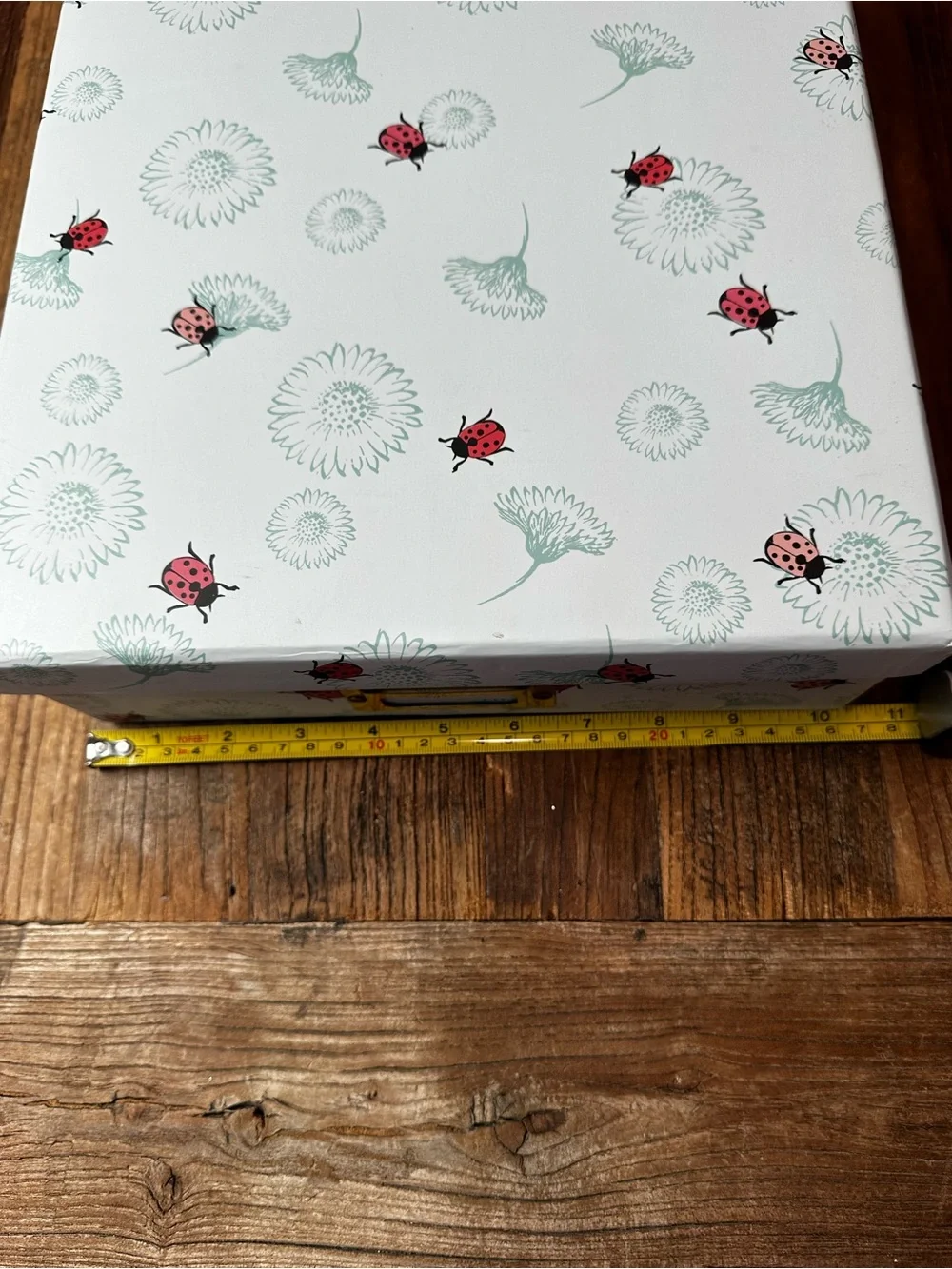 Decorative Ladybug Floral Storage Box in White and Pink